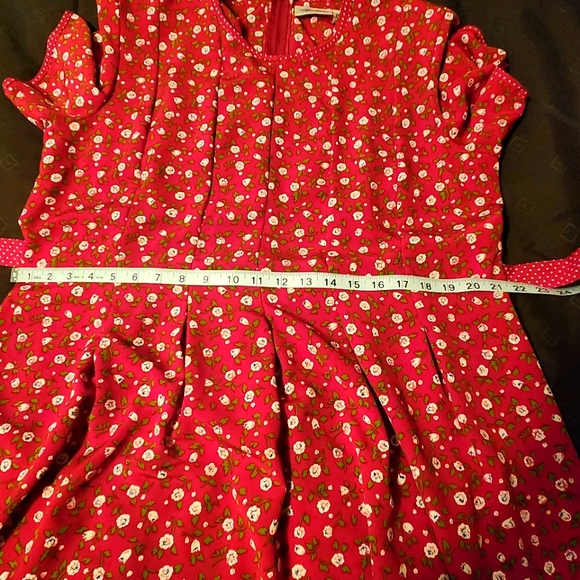 Vintage Kathie Lee Collection Red Floral Dress Size 14 - Picture 6 of 12